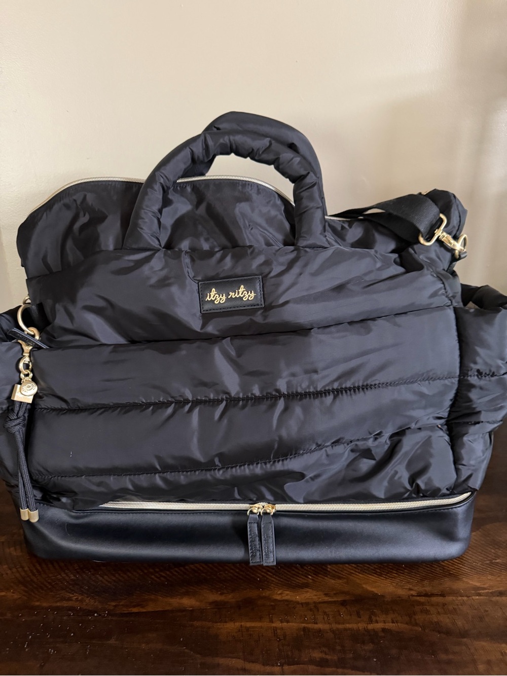 Itzy Ritzy Black Quilted Weekender bag